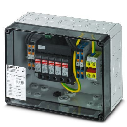 Skrzynka z ogranicznikami przepięć dla 2 MPPT / Phoenix Contact / 1000DC / 2MPP-SPD-S / box 2 MPPT / 1101176 / Ogranicznik przepięć typ T1/T2 w szczelnej (IP65) obudowie z wyprowadzonymi przepustami (dławnicami)